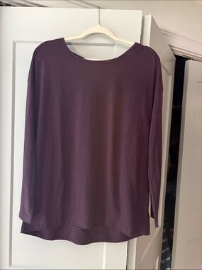 Gaiam Women's Long Sleeve Boatneck Top in Plum
